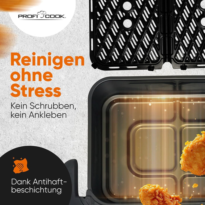 ProfiCook® XXL Heissluftfritteuse | 10L | Öl und Fettfrei | buntes Touch-Display | 2400W Airfryer |