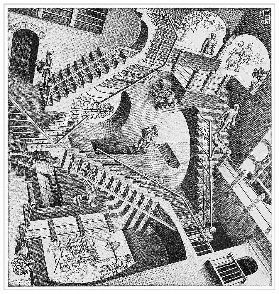 Artopweb TW15570 Escher - Relativity, 1953 Dekorative Paneele, MDF Wood Panel, Multifarbiert, 43x40