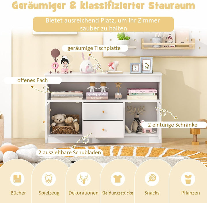 DREAMADE Kinderregal, Spielzeugschrank mit 3 Schubladen, Kinderzimmer Aufbewahrung Spielzeug Organiz