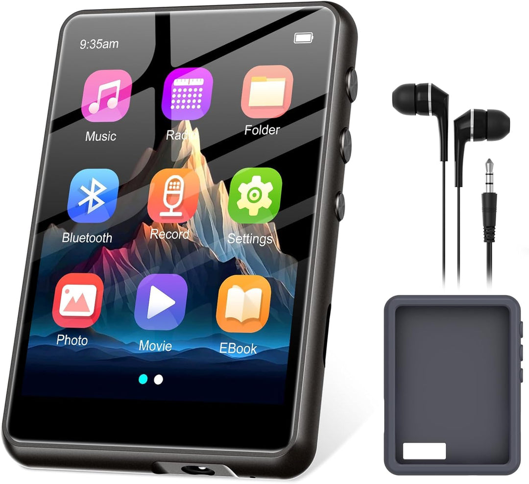 128GB MP3 Player Bluetooth 5.3, ZAQE 2.4" Full Touchscreen Tragbarer Sport MP3 Player,Eingebaute Hig