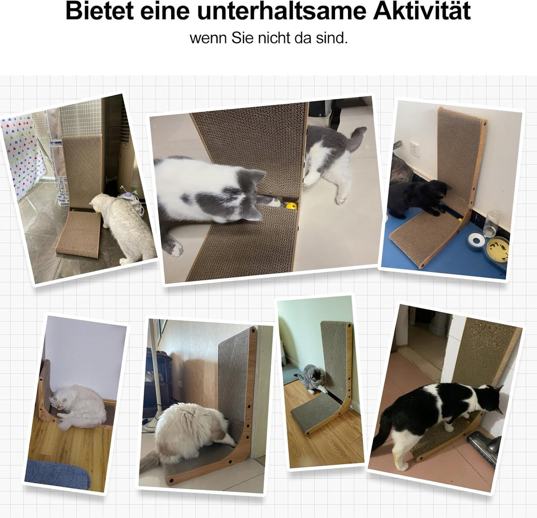 FUKUMARU Kratzbrett Katzen, 68 cm hohe L förmige Kratzpappe für Katzen, widerstandsfähig Katzenkratz