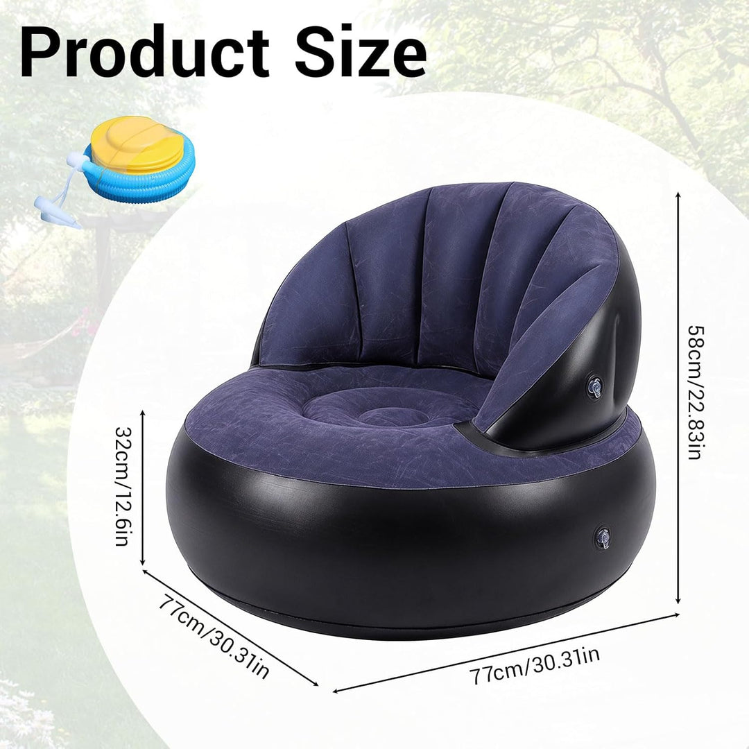 Sitzsack Aufblasbar Luftsofa Couch - Aufblasbares Sofa mit Fusspumpe Beflockt - Camping Sofa Aufblas