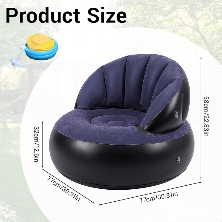 Sitzsack Aufblasbar Luftsofa Couch - Aufblasbares Sofa mit Fusspumpe Beflockt - Camping Sofa Aufblas