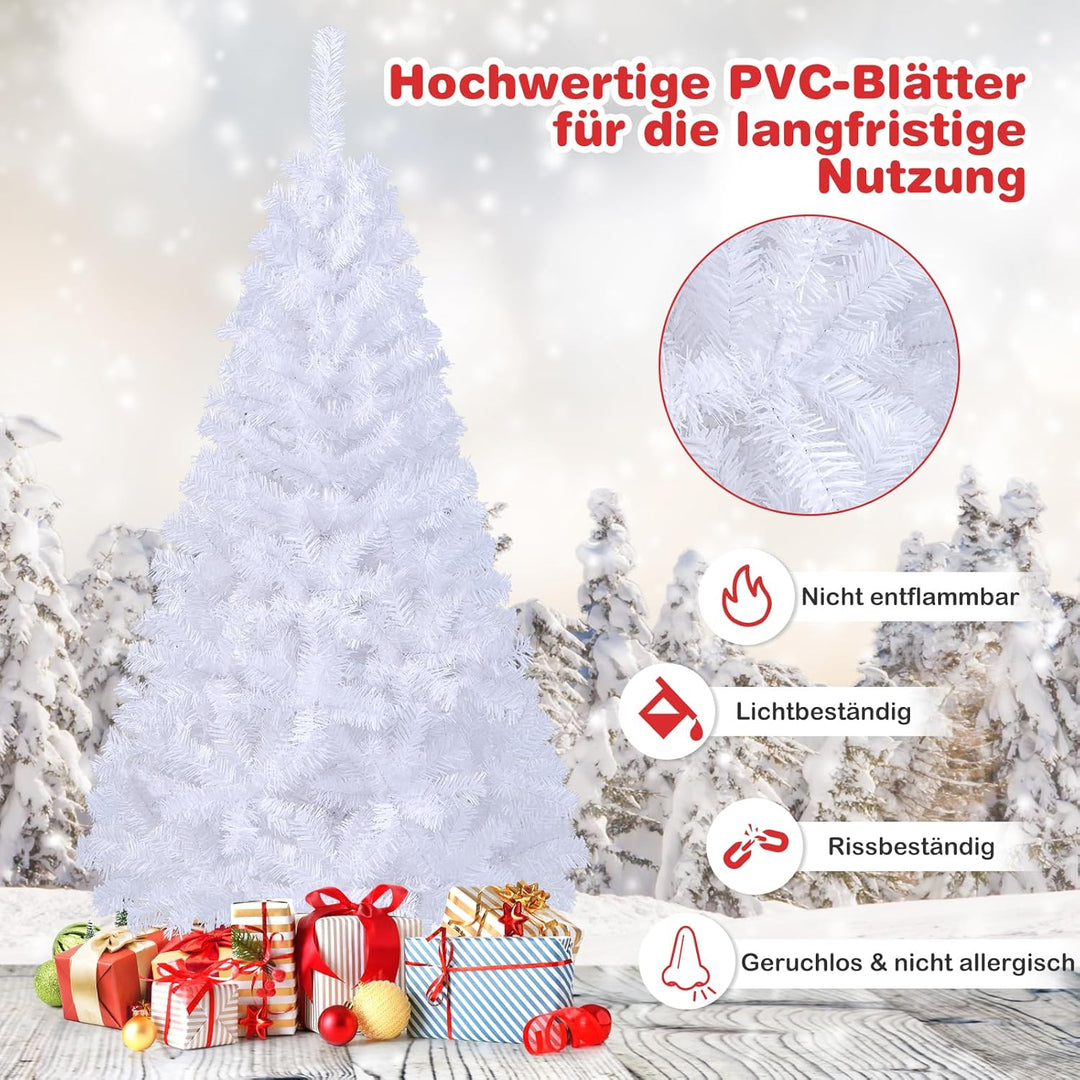 GOPLUS 150/180/210/240cm Weihnachtsbaum Weiss, Festliche Weihnachtdekoration für Zuhause, Weisser Ta