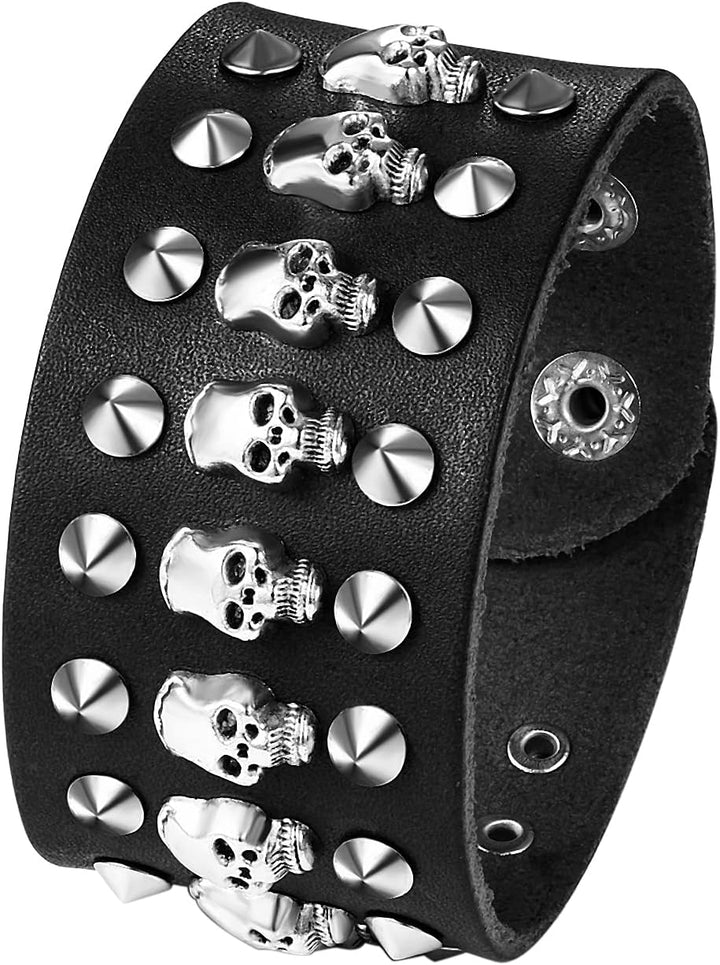 OIDEA 3PCS Herren Leder Armband Set (Punk Rock Stil 4.1cm-5cm Breite Gross geflochtene handgefertigt