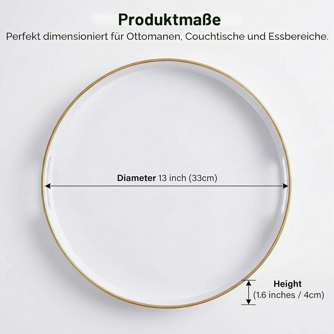 Simmer StRound Kunststofftablett, dekorativ, rund, Kunststoff mit Griffen, moderner Schminktisch und