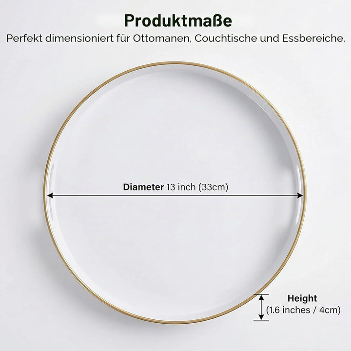 Simmer StRound Kunststofftablett, dekorativ, rund, Kunststoff mit Griffen, moderner Schminktisch und