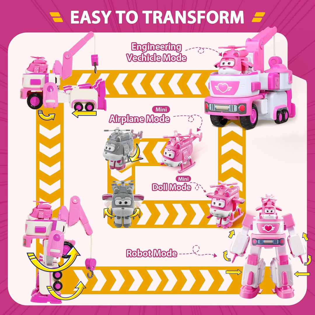 Super Wings EU720314 - Transformations-Fahrzeug Dizzy Rescue Tow, ca. 14,5 cm grosse Spiel-Figur für