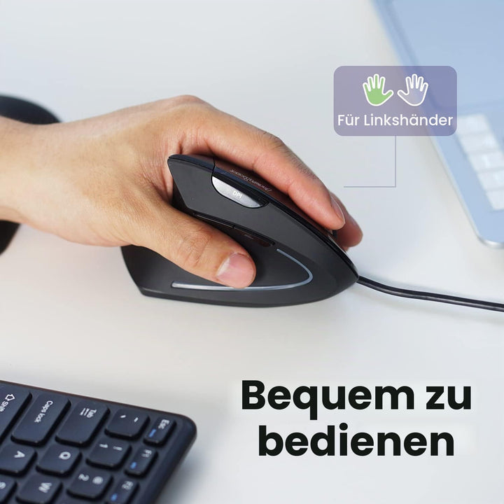 Perixx Perimice-513L Vertikale ergonomische Maus mit 2 DPI, 6 Tasten optische Ergo-Maus mit 2 Level