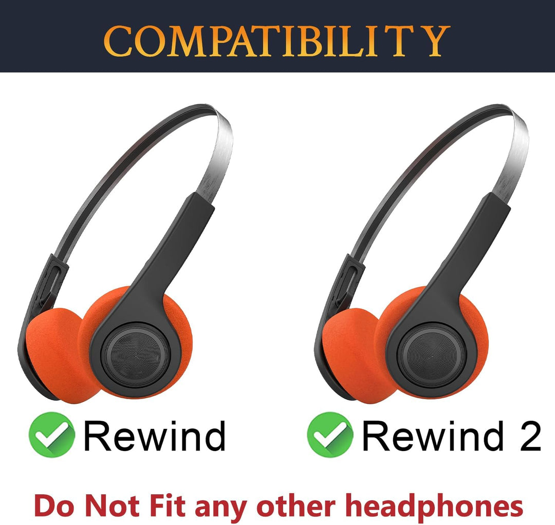 SOULWIT 4 Stück Ersatz Ohrpolster Ersatzpolster für JLab Rewind/Rewind 2 Wireless Retro Kopfhörer, W