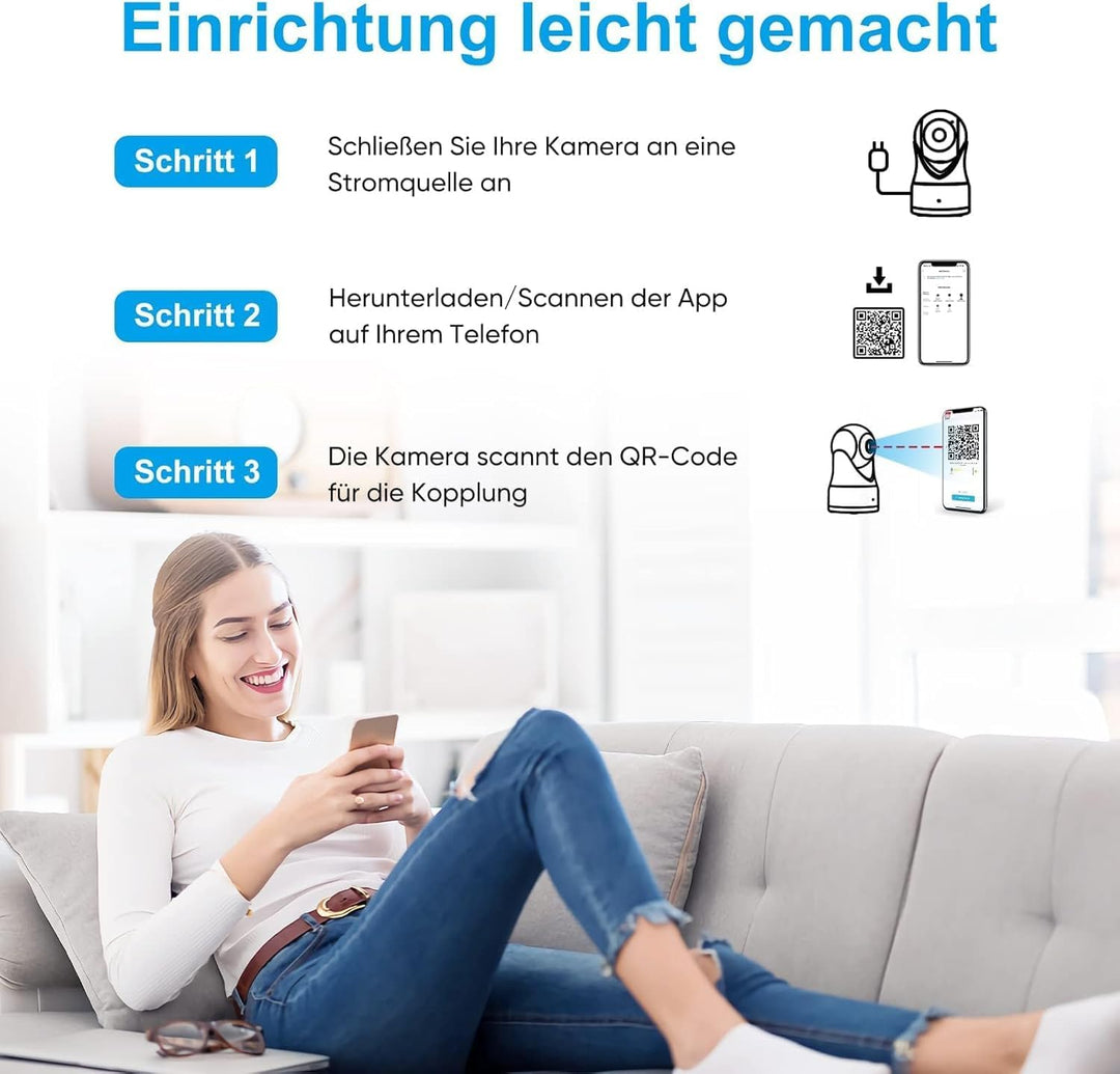 owltron überwachungskamera innen, Kamera überwachung innen mit Bewegungserkennung, 360 Grad Indoor W