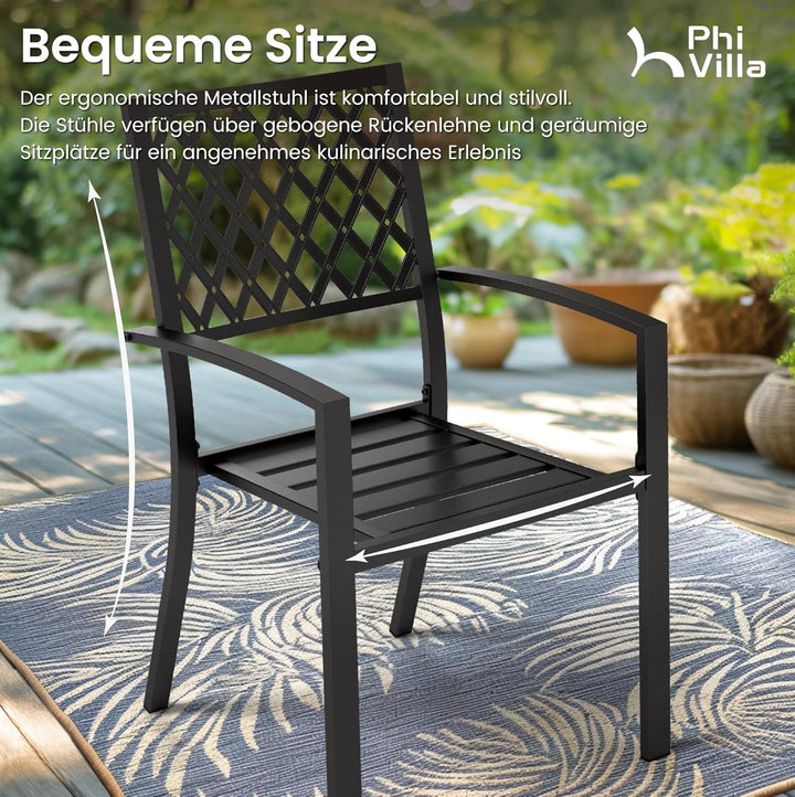 PHIVILLA Gartenmöbel Set 4 Stühle mit Tisch Wetterfest Terassenmöbel Gartentisch mit Stühlen Garten