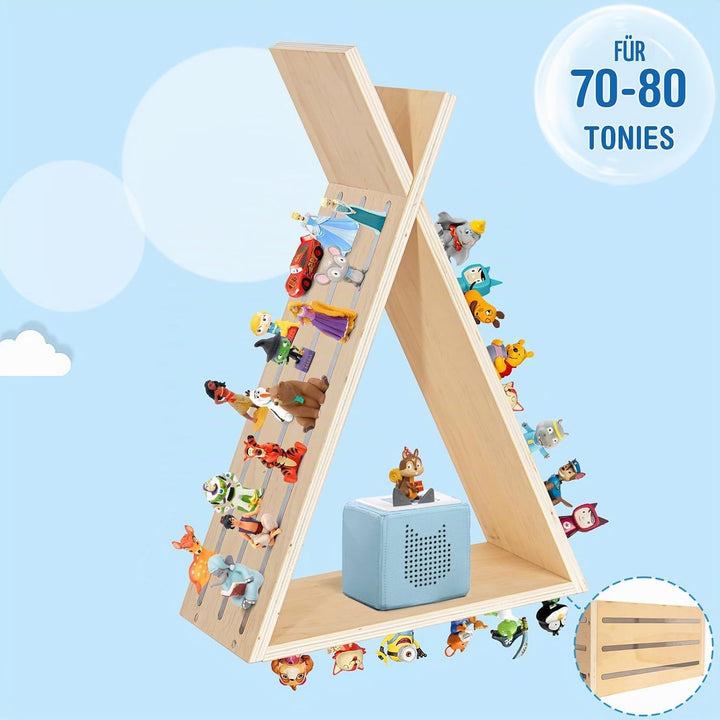 Todeco Tonie-Regal für Toniebox Hörfiguren, Magnetische Aufbewahrung für 70-80 Tonie, Wandregal und
