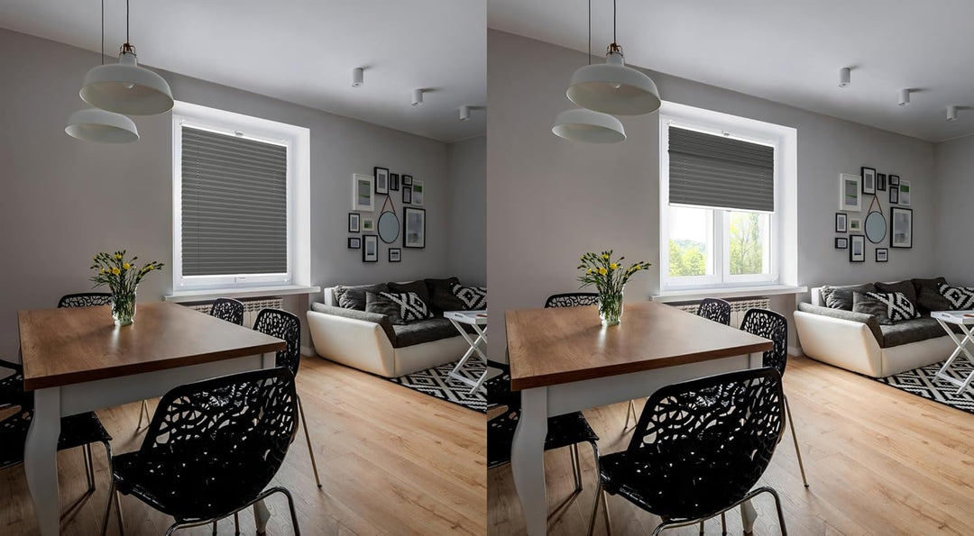 Domdeco Plissee 70x220cm Anthrazit mit weiss lackierten Alu-Profilen, KlemmFix-Halterung zur Montage