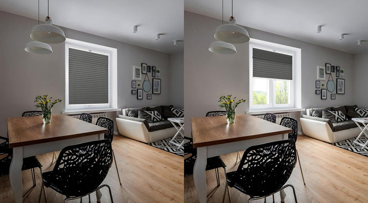 Domdeco Plissee 70x220cm Anthrazit mit weiss lackierten Alu-Profilen, KlemmFix-Halterung zur Montage