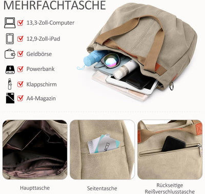 DIRRONA Casual Damen Segeltuch Umhängetasche Gross Kapazität Handtasche Reise Schultertasche Multifu