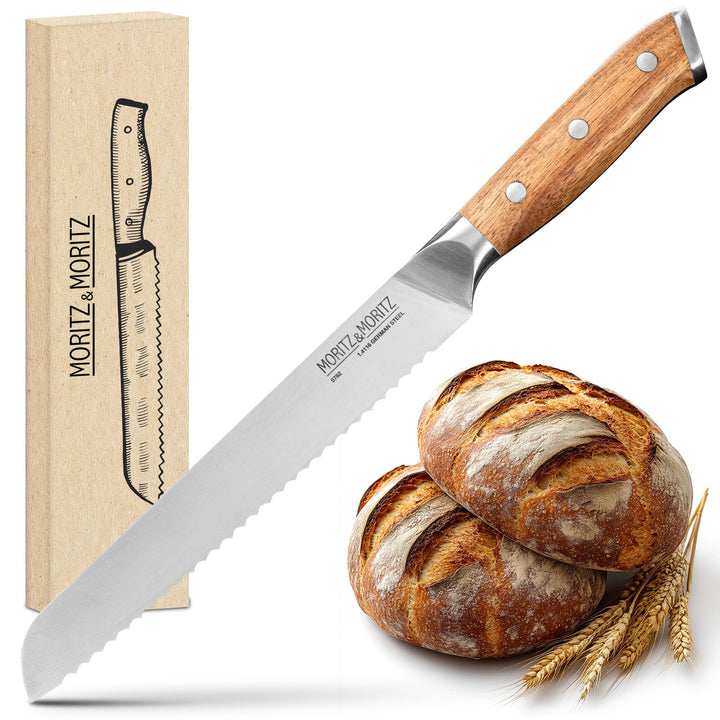 Moritz & Moritz Brotmesser 20 cm - Grosses Profi Brotschneidemesser mit Wellenschliff - Scharfes Säg