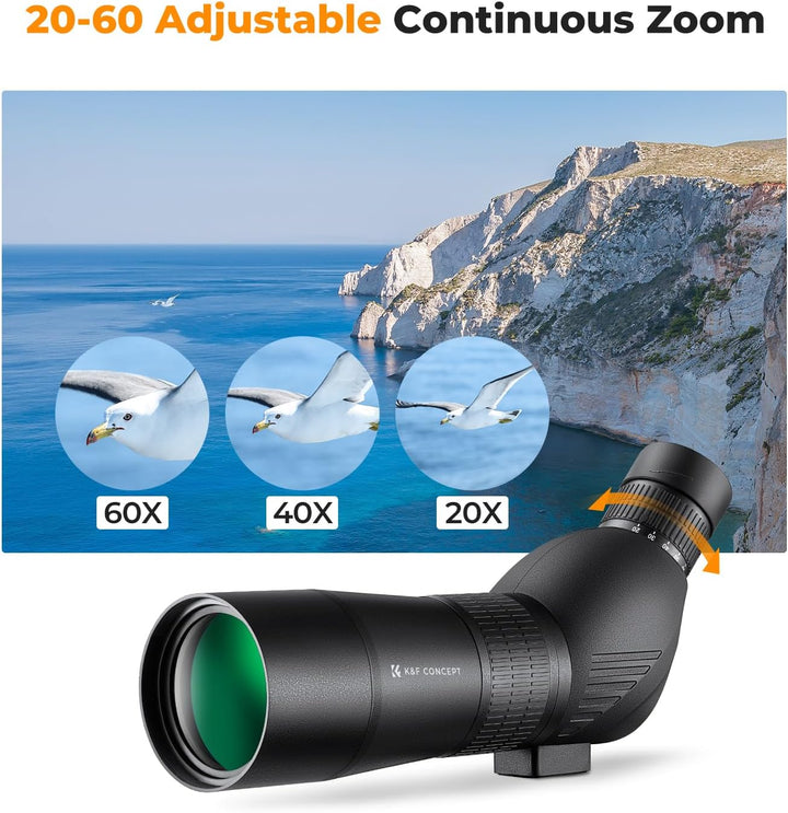 K&F Concept 20-60X60 Telescope Monokular Fernglas 45° Einstellbares Hi-Level-Zylinder-Fernglas zur V