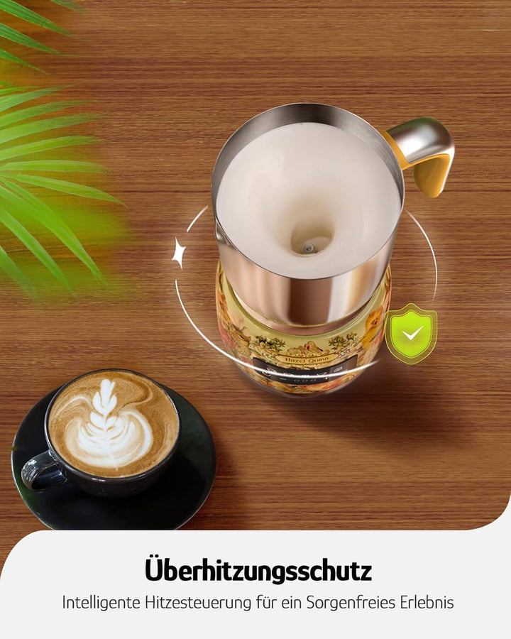 Hazel Quinn Milchaufschäumer 5-in-1 Funktionalität, 450 ml für Milchschaum heiss und kalt, heisse Sc