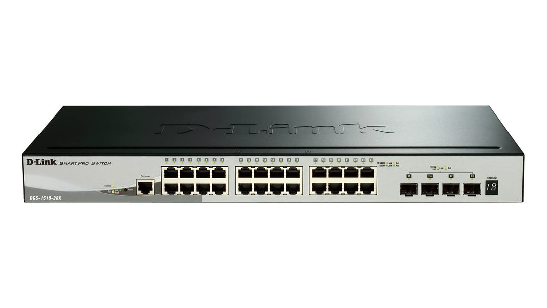 D-Link DGS-1510-28X/E, 28-Port Layer 2/3 Smart Managed Gigabit Stack Switch (24x 10/100/1000 Mbit/s