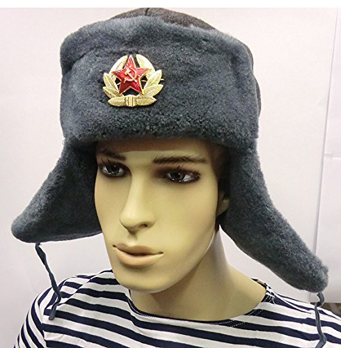 Mütze aus echter Wolle in russischer Armee, Original Soviet Ushanka Grösse M (EU)