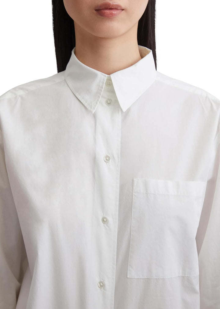 Marc O'Polo Damen Hemdbluse aus Bio-Baumwolle Oversized 46 Weiss, 46 Weiß