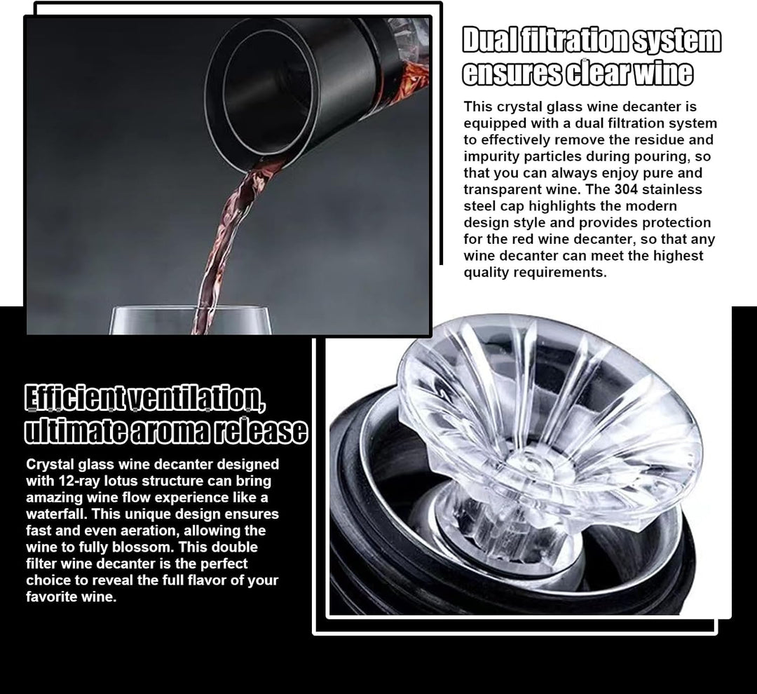 1800ml Wein Dekanter Kristallglas Dekantierer: Wasserfall Design Weinkaraffe Kristallglas, Doppelter