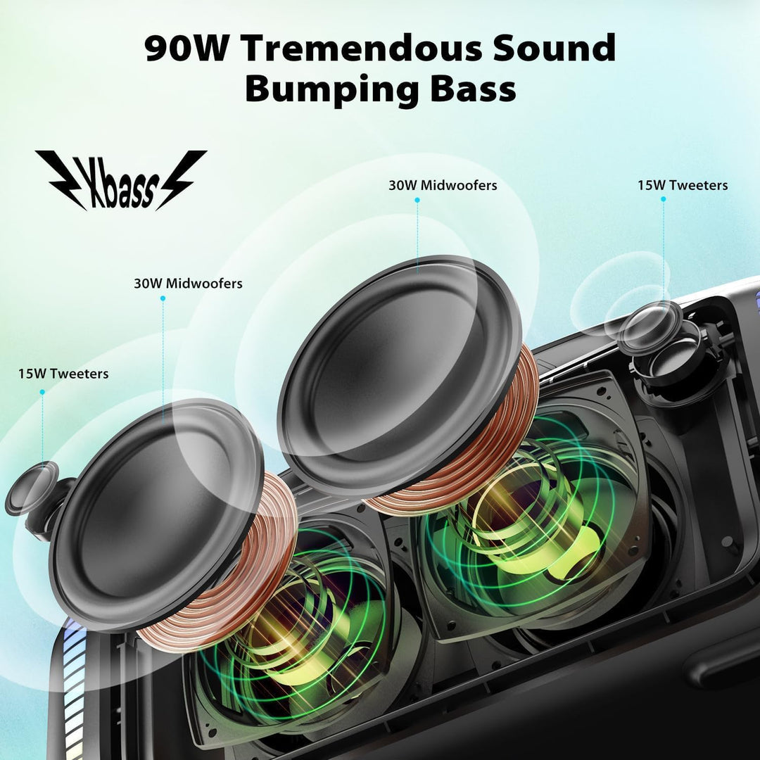 Tribit Bluetooth Lautsprecher StormBox Blast,Tragbarer Party Lautsprecher 90W Lauter Stereo Sound mi