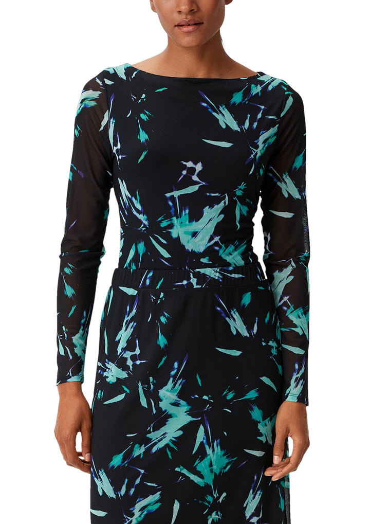 comma Damen T-Shirt 38 Schwarz, 38 Schwarz