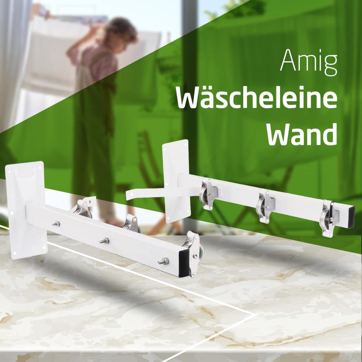AMIG - Seitlicher Wäscheständer Modell 3 aus Edelstahl, Finish in Weiss, mit sechs Spulen und DREI S