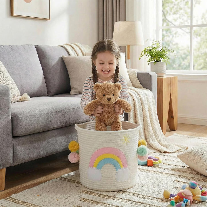 Aufbewahrungskorb Kinderzimmer Wickeltisch Organizer für Babys Kinder Spielzeug Korb, Regenbogenmust