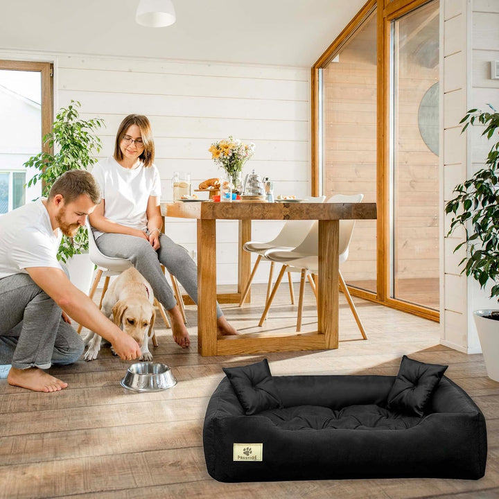 EDANTI Hundebett Hundekissen Katzenbett Tierbett Hundesofa Wasserdicht Grau/Schwarz für grosse mitte