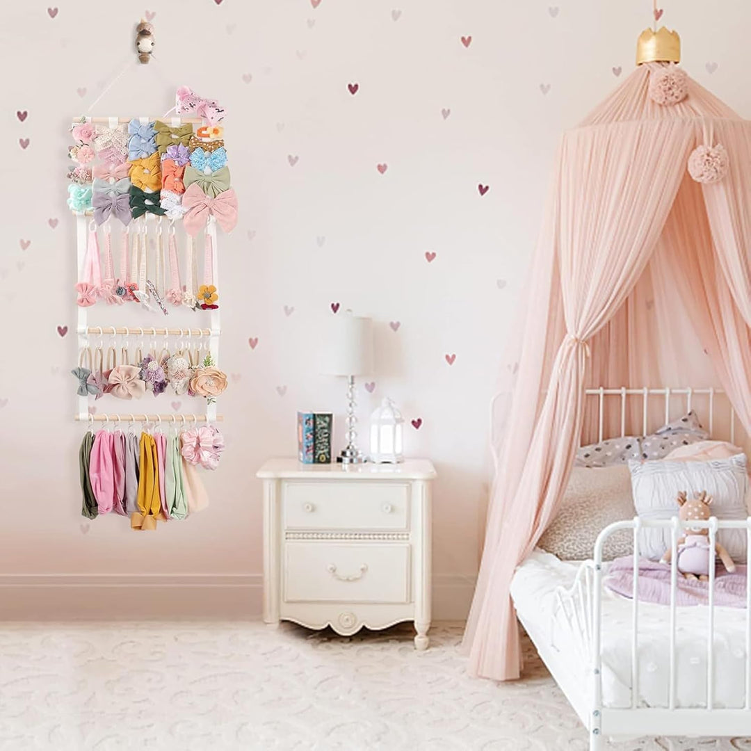 Schleifenaufbewahrung für Mädchen, Headband Organizer, Aufbewahrung Schmuckdisplay Mit 30 Haken Wand