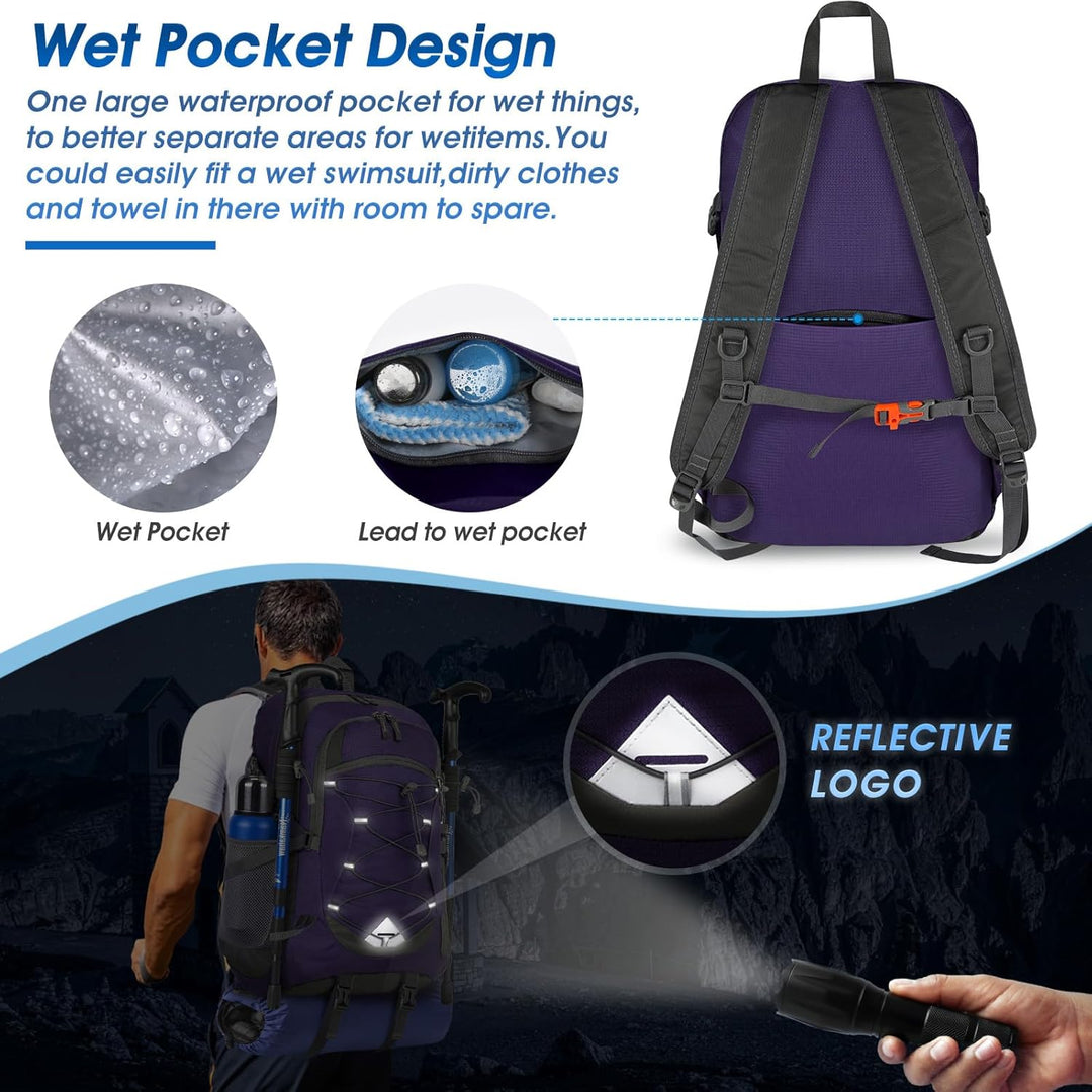 IGOLUMON Wanderrucksack Herren Damen 40L Wasserdichter Rucksack Leicht Faltbarer Reiserucksack Trekk
