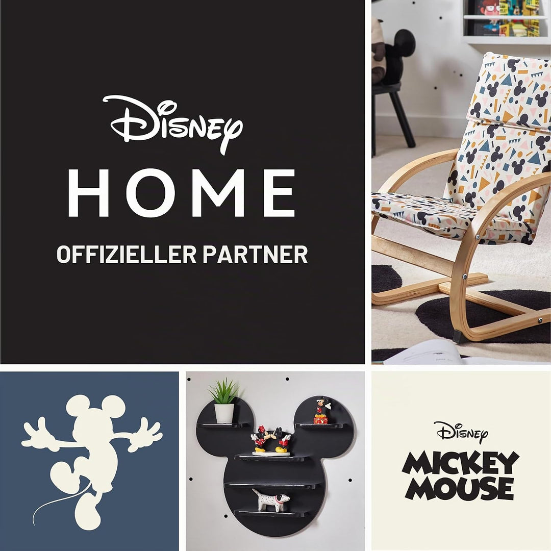 Disney Mickey Wall Shelf, 5 Storage Shelves, Black Finish, 50cmW X 8cmD X 43cmH Mickey Mouse Schwarz