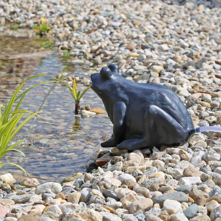 CLGarden Frosch Wasserspeier Set NSP9E mit strombetriebener Pumpe Springbrunnen für Gartenteich Wass