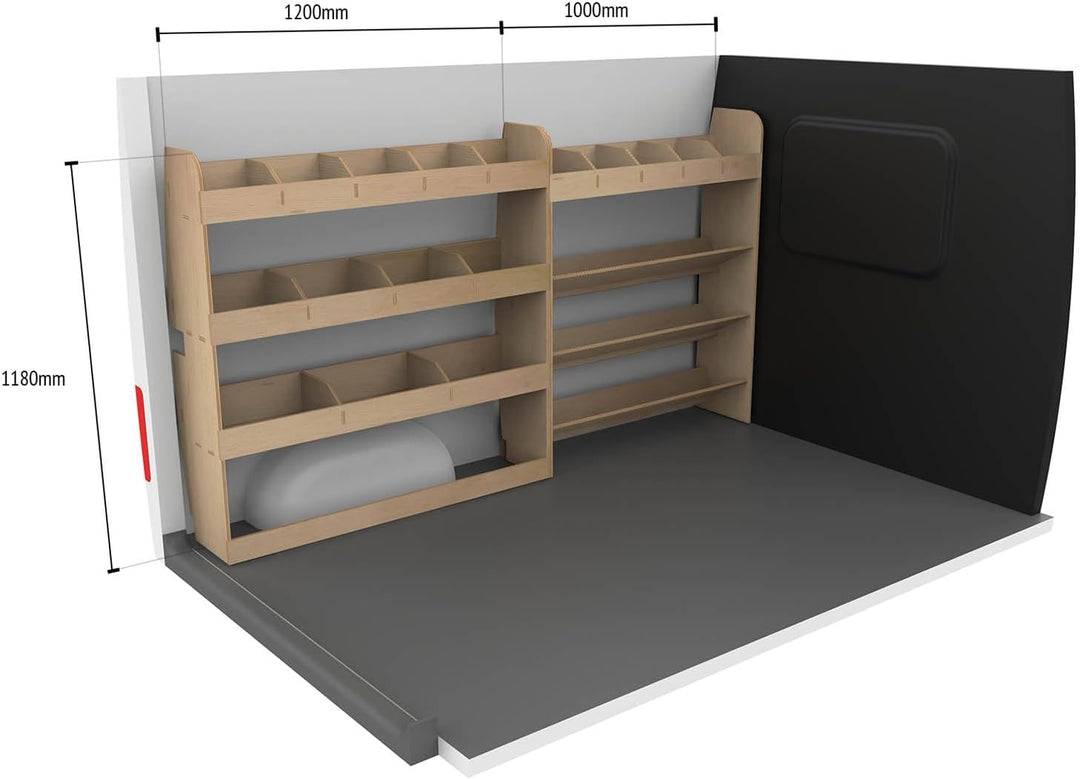 VANIFY - Kompatibel mit Volkswagen Transporter T5 T6 L2 2003+ Fahrzeugeinrichtung Fahrzeugregale, We