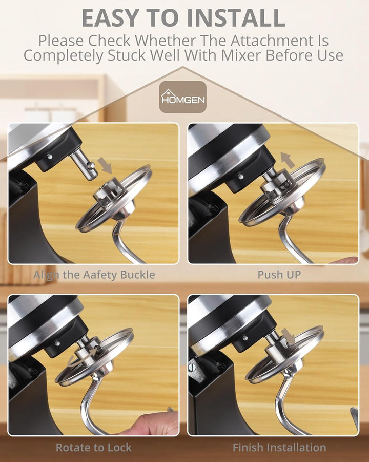 HOMGEN Knethaken für Kitchenaid 4.5/5QT Edelstahl Knethaken spülmaschinenfest für Kitchen Aid Standm