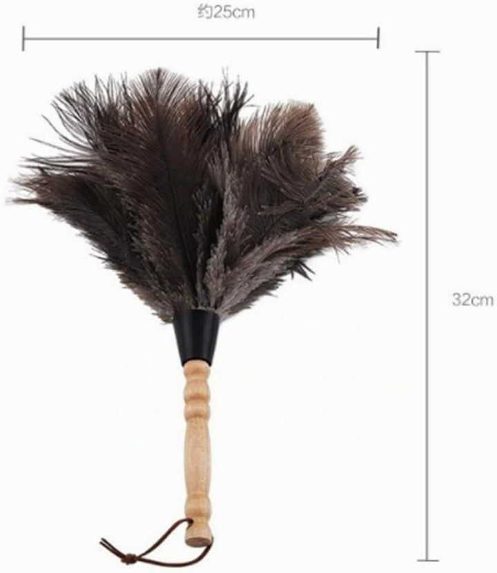 CULASIGN Staubwedel Strauss Bambusgriff Feder Staubwischer Strauss Natur Straussenfedern 32 cm (1