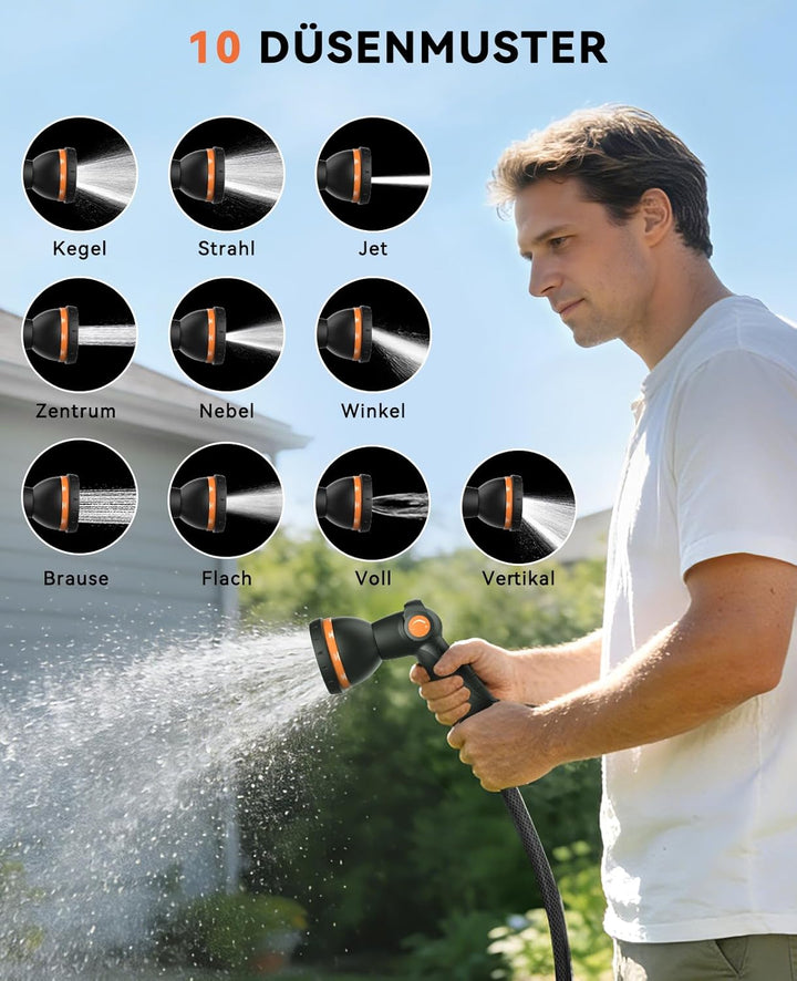 SUNPOW automatische Schlauchtrommel Wasser – 13mm x45m mit Gartenschlauch, zur Wandmontage, 10-Funkt