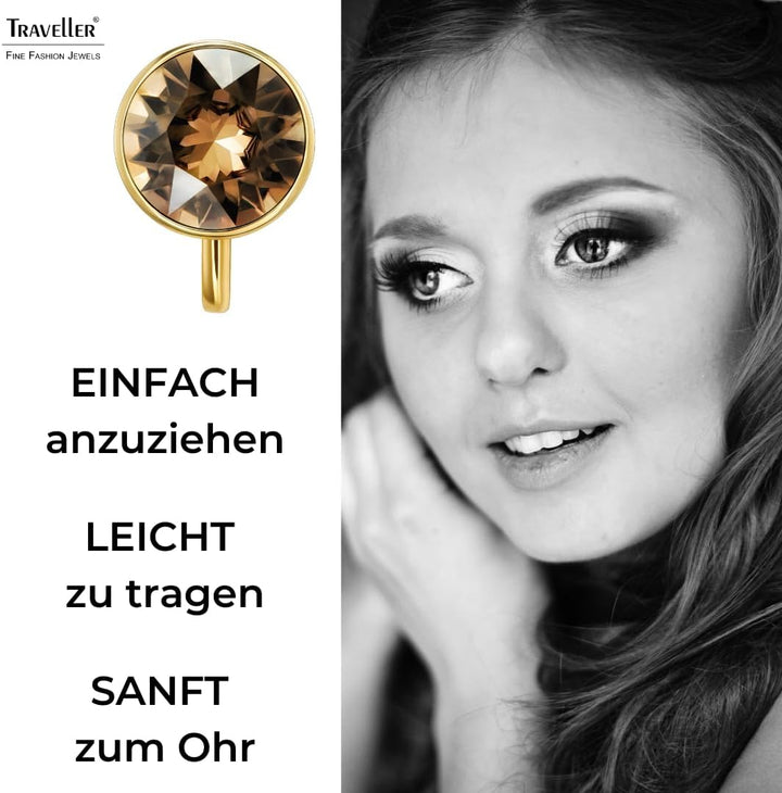 Traveller Ohrclip - Damen - Kristall Braun, Braun
