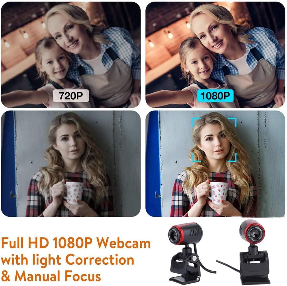 Annadue 360 ° USB 2.0 Full HD Webcam Online Arzt Termin Webkamera mit MIC 16MP HD Webcam Webkamera C