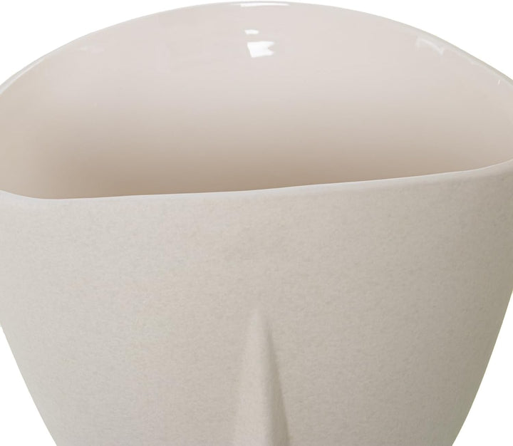 Vase mit Gesicht, Keramik, Beige, gesprenkelt, 29 x 38 cm, Sockel 13,5 cm