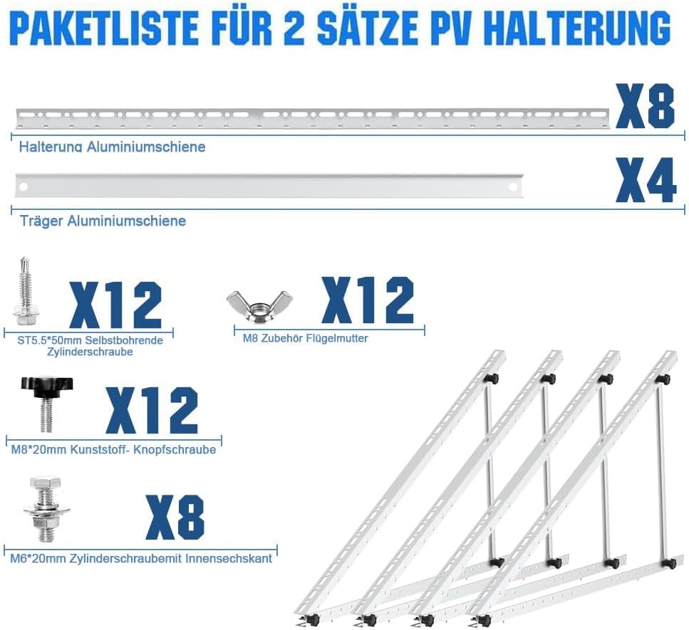 Solarmodul Halterung 45 Zoll,Photovoltaik Universal Solarmodul Halterungen 114CM, halterungen balkon