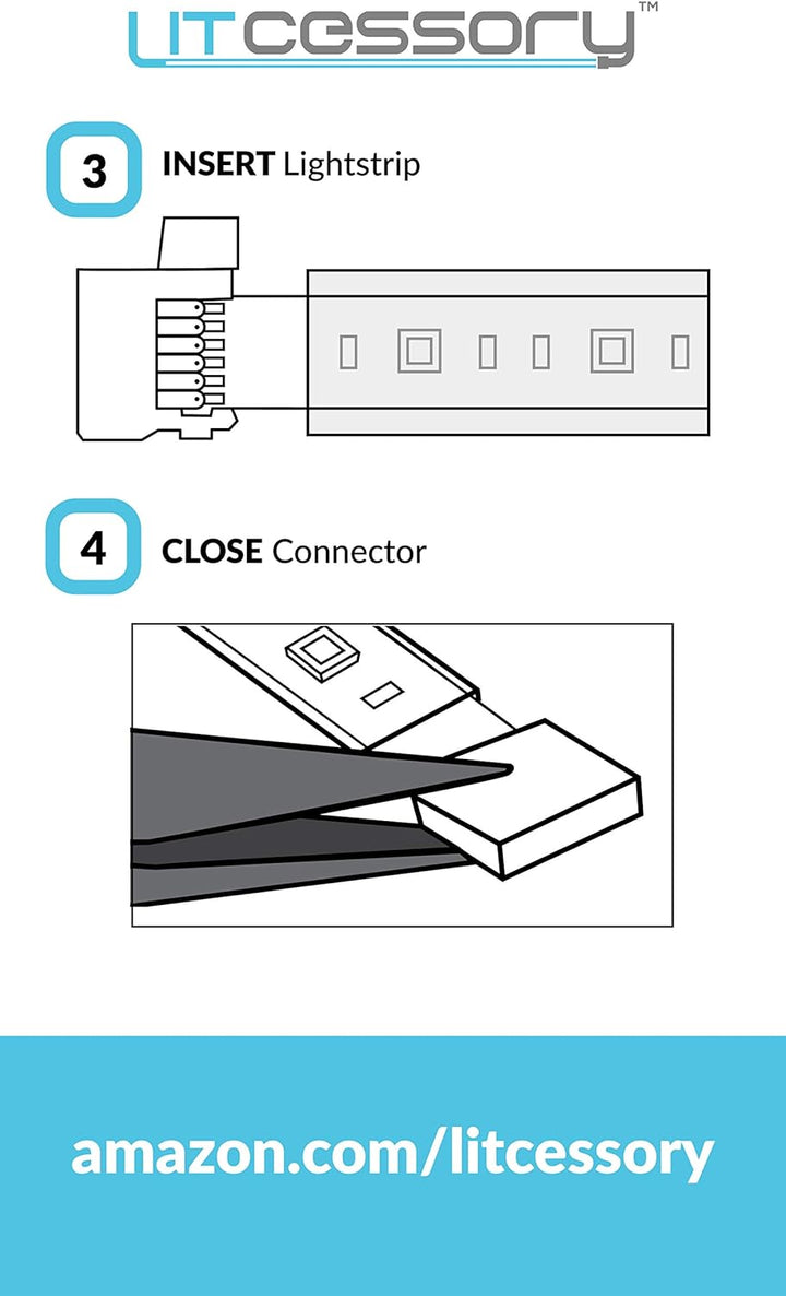 Litcessory 6-Polig auf Gekürztes Ende Verlängerungskabel für Philips Hue Lightstrip Plus (50mm, 4 St