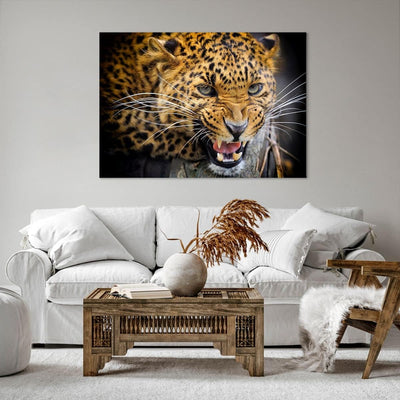 Bilder auf Leinwand 100x70cm Leinwandbild Leopard tier savanne afrika Gross Wanddeko Bild Schlafzimm