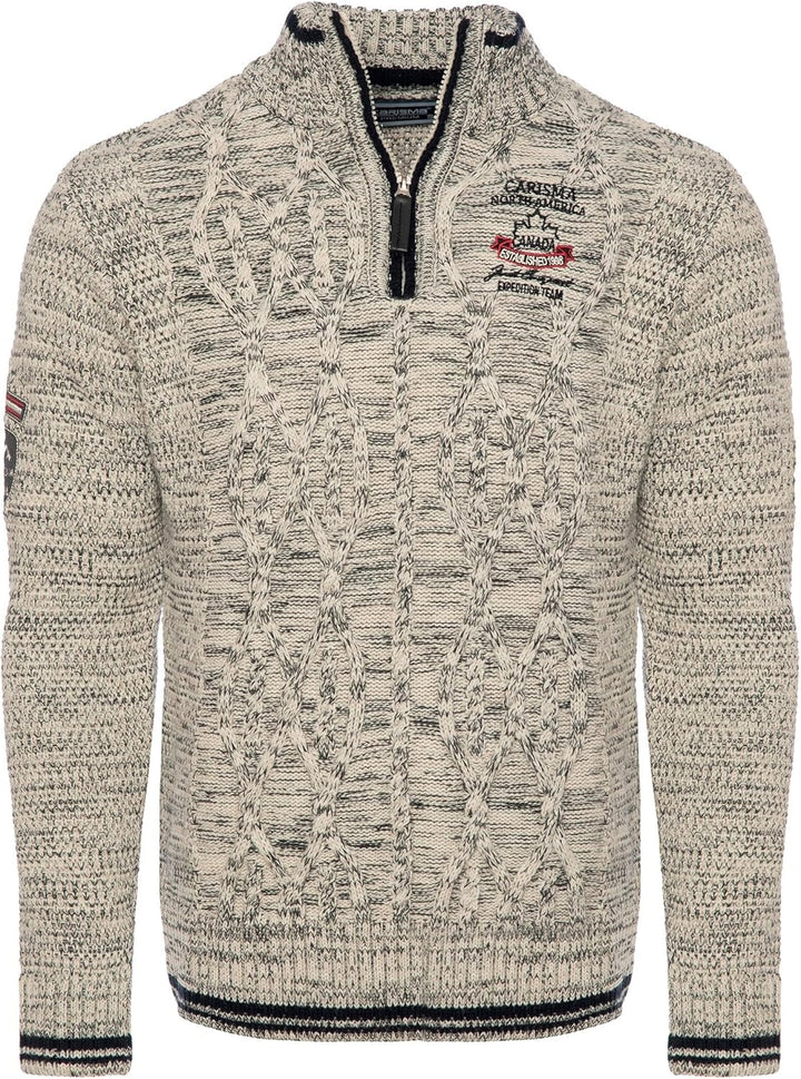 Carisma Strickpullover für Herren • Herren Troyer mit Stickerei • Angenehmer Regular Fit Pullover fü