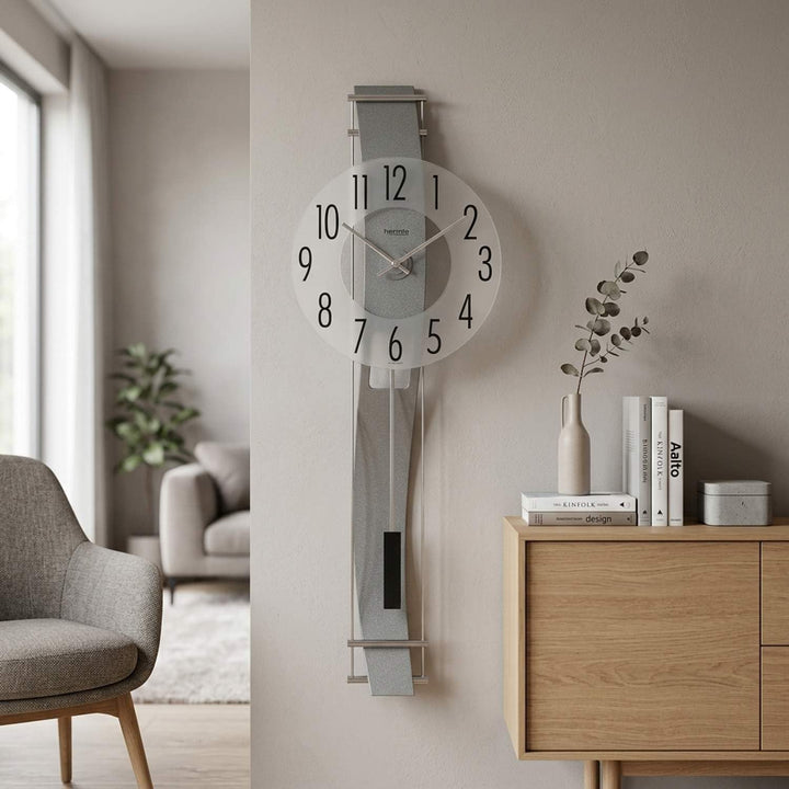 Hermle Uhrenmanufaktur Wanduhr, Holz, Grau, 80,5cm x 27cm x 11cm