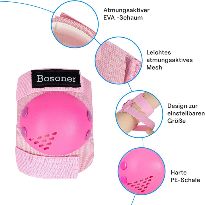BOSONER Knieschoner Kinder Schoner Inliner Protektoren 6er Set Schützer Inliner Inline Skates Knie U