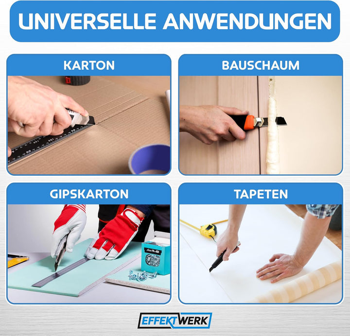 EffektWerk Cuttermesser-Klingen (Schwarz, 360er-Pack), 18-mm-Ersatzklingen für Allzweckmesser, robus